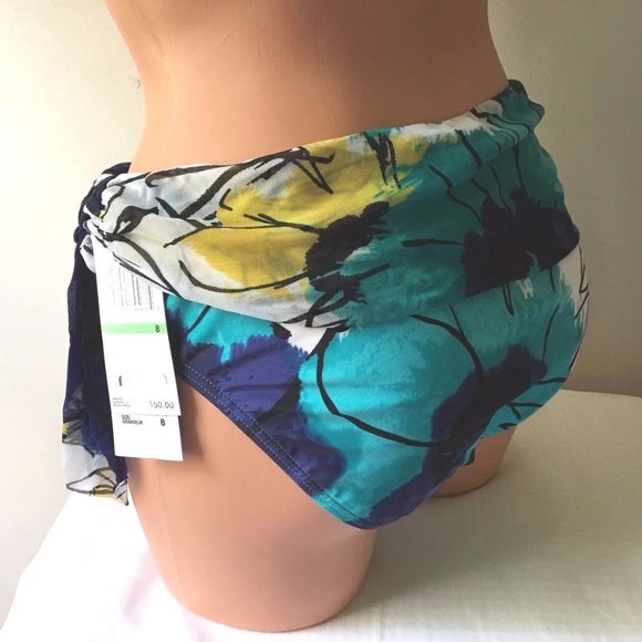 New Be Creative Full Coverage Swim Bottom Blue Floral with Sash - Picture 2 of 2